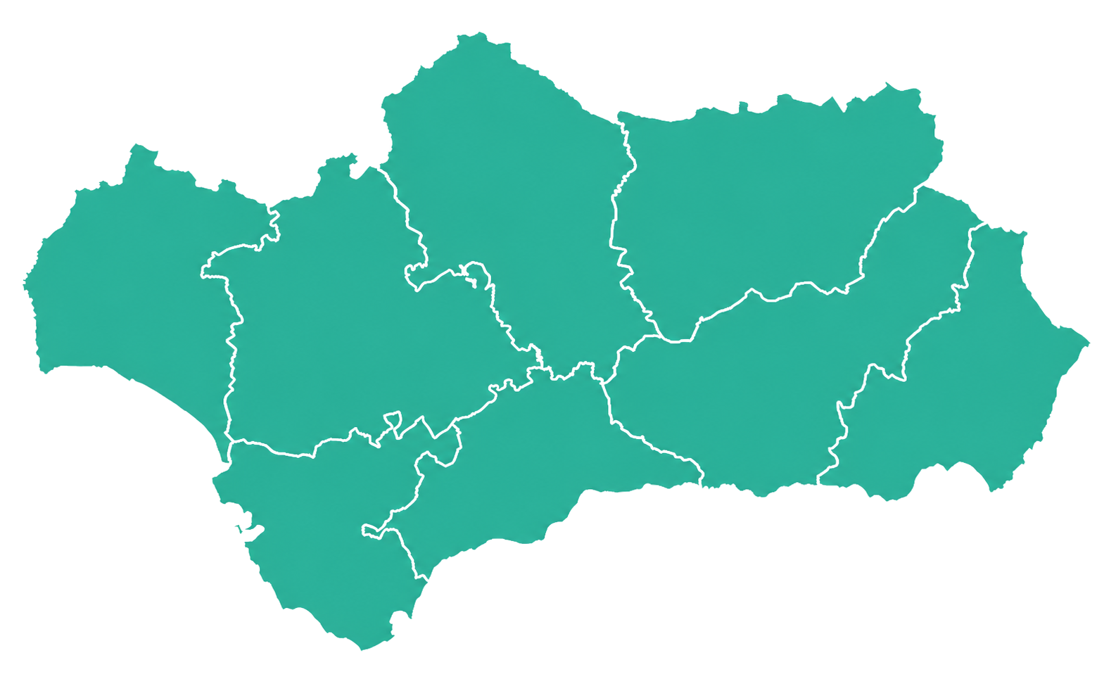 Mapa de Andalucía dividido por provincias